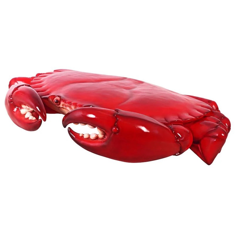 Large Crab Statue side view with large claw detailed red paint