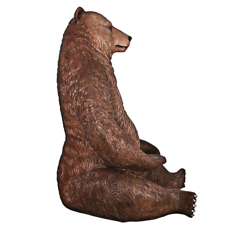 Large Brown bear statue - 7 Feet - left side view on a white background