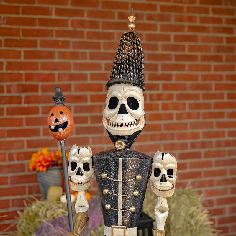 Skeleton soldier with pumpkin staff. Showing details of top half of skeleton body.