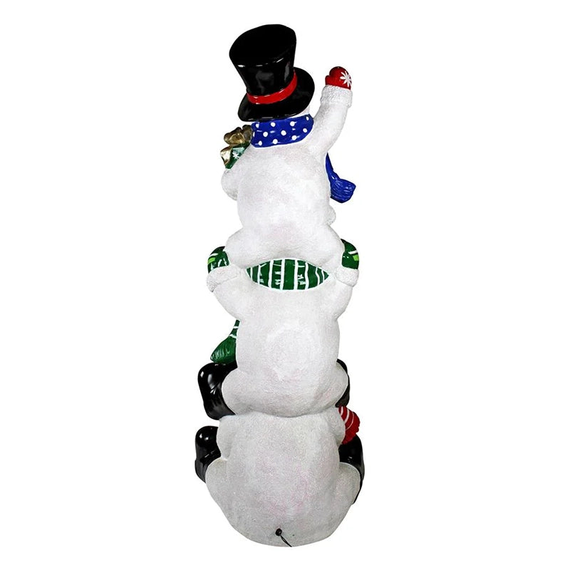 Outdoor Snowman Decoration rear view on a white background