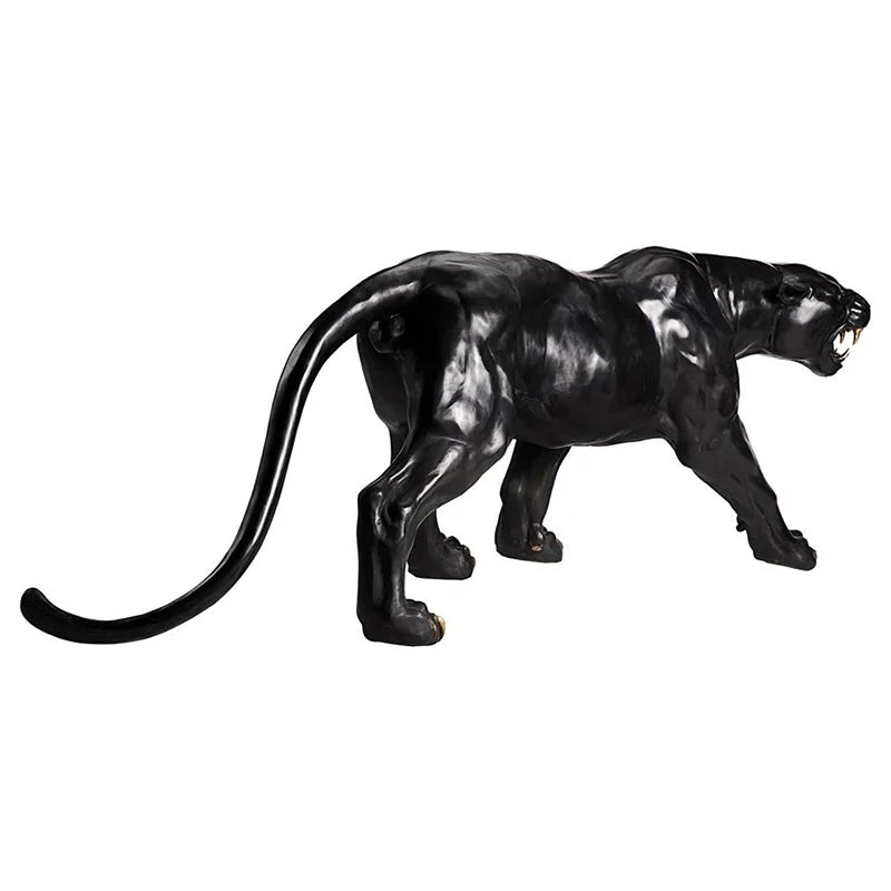 Black Panther Statue - Life Size rear right corner view on a white background