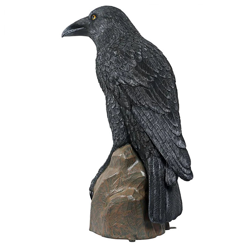 Gothic Raven Statue - Large 5 Feet Tall rear left corner view on a white background