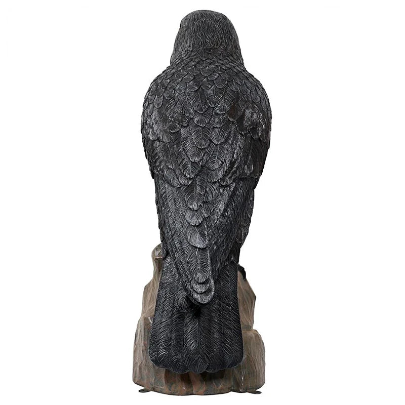 Gothic Raven Statue - Large 5 Feet Tall rear view on a white background