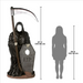 Grim Reaper Photo Op Statue - Large front view with dimensions on a white background