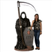 Grim Reaper Photo Op Statue - Large with people posing on a white background