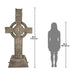 Large Muiredach Celtic Cross Statue rear view with scale and dimensions on a white background